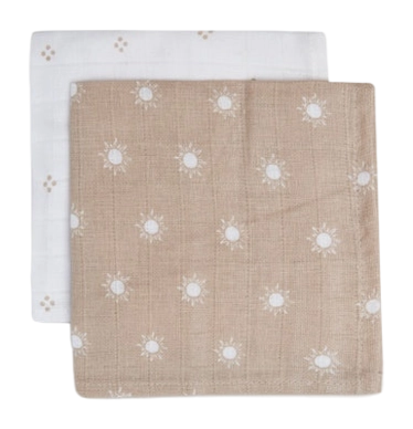 Serviettentuch Jollein Mundtuch Hydrofiel Pointelle & Sun Biscuit GOTS (2er-Pack)