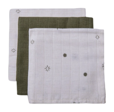 Monddoekje Jollein Monddoekje Hydrofiel Stargaze Leaf Green (3pack)
