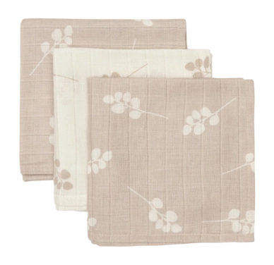 Serviettentuch Jollein Hydrofiel Mundtuch 31x31cm Twig Wild Rose (3er-Pack)