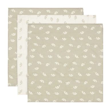 Wickeltuch Jollein Hydrophiler Stoff Small 70x70cm Twig Olive Green (3er-Pack)