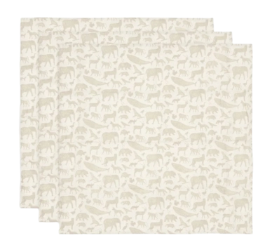 Multidoek Jollein Hydrofiele Doek Small 70x70cm Animals Nougat (3pack)