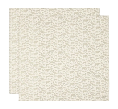 Wickeltuch Jollein Hydrophiler Stoff Large 115x115cm Animals Olive Green (2er-Pack)