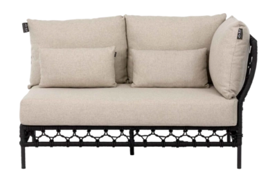 Loungebank Applebee Pure Sofa 141 Left Aluminium Rope Weaving Black Grey