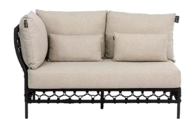 Loungebank Applebee Pure Sofa 141 Right Aluminium Rope Weaving Black Grey