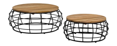 Loungetafel Applebee Pure Coffee Table Aluminium Teak Black Natural (Set van 2)