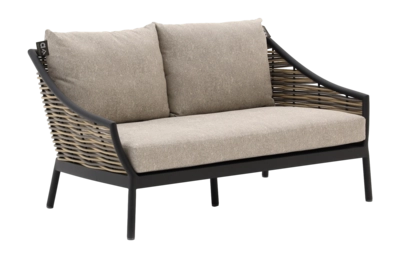 Loungebank Applebee Milou Sofa 145 Aluminium Biculair Weaving Black Nature Grey