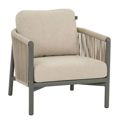 Loungestoel Applebee Bora Bora Lounge Chair 73 Aluminium Rope Weaving Taupe Oak