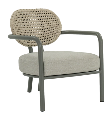 Loungestoel Applebee Lugano Lounge Chair 81 Aluminium Rope Taupe Mid Grey