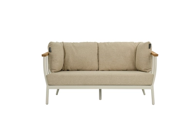 Loungebank Applebee Condor Sofa 150 Aluminium Teak Oyster Cotton Flower