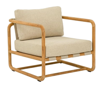 Loungestoel Applebee Dolce Lounge Chair 75 Teak Ecru Cotton Flower