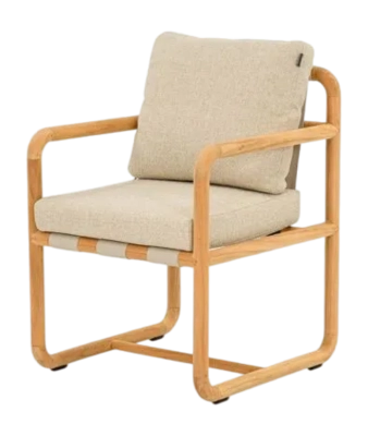 Tuinstoel Applebee Dolce Dining Armchair 60 Teak Ecru Cotton Flower