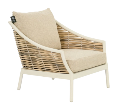 Loungestoel Applebee Milou Lounge Chair 77 Aluminium Biculair Weaving Oyster Golden Sand