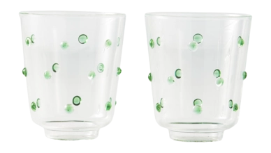 POLSPOTTEN Nob Tumbler in Green/Clear | Set of 2