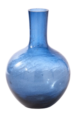 Vase POLSPOTTEN Ball Body Crackled Glass Blue L