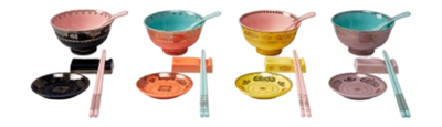 Crockery Set POLSPOTTEN Asian Grandpa Multi-coloured (Set of 4)