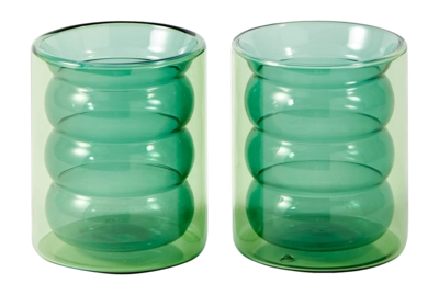 Set 2 Bicchieri multiuso in vetro POLSPOTTEN Chubby 250 ml, Verde