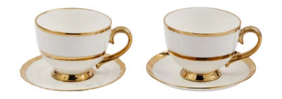 Tasse à Thé POLSPOTTEN Golden Finds White (Lot de 2)