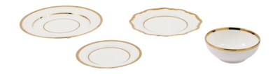 Crockery Set POLSPOTTEN Golden Finds White (Set of 4)