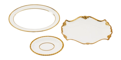 Crockery Set POLSPOTTEN Golden Finds White (Set of 3)