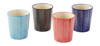 Coffee Cup POLSPOTTEN Marine Striped Multi-Coloured (Set of 4)