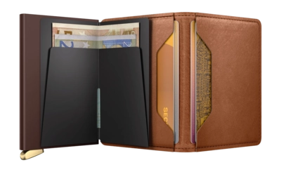 5---ORIGINAL_JPG-Emboss Lines - Slimwallet - Cognac - Brown - Open