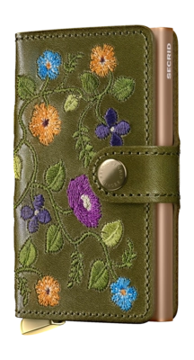 Portemonnee Secrid Miniwallet Stitch Floral Olive
