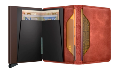 4---ORIGINAL_JPG-Vintage - Slimwallet - Orange  - Brown - Open