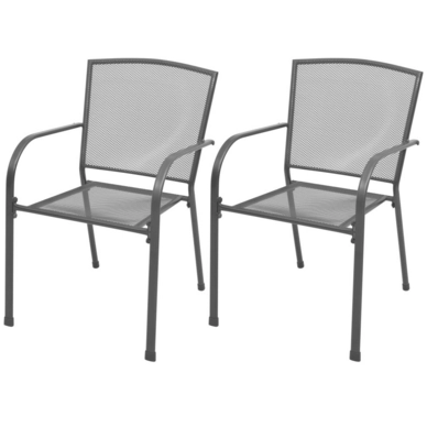 Tuinstoel Vida Stapelbaar Staal Grijs (2-Delig)