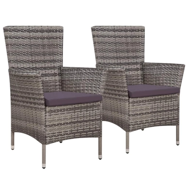 Tuinstoel Vida Met Kussens Poly Rattan Grijs (2-Delig)