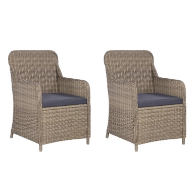 Tuinstoel Vida Met Kussens Poly Rattan Bruin (2-Delig)