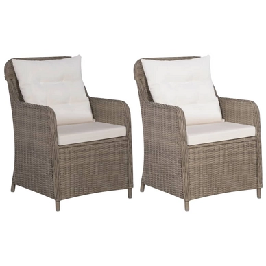 Tuinstoel Vida Met Kussen Poly Rattan Bruin (2-Delig)