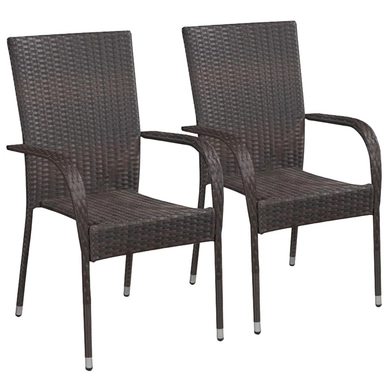 Tuinstoel Vida Stapelbaar Poly Rattan Bruin (2-Delig)