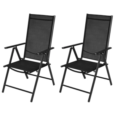 Tuinstoel Vida Inklapbaar Aluminium Textileen Zwart (2-Delig)