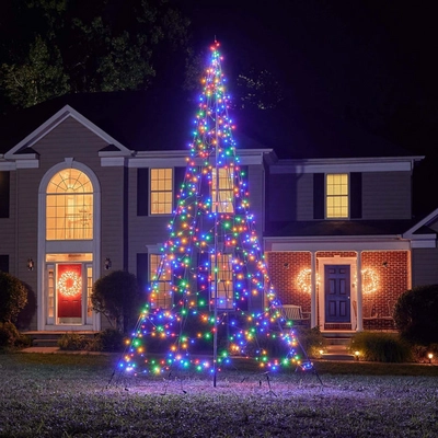 Kerstverlichting + Mast Fairybell 400CM-640LED Multi Color
