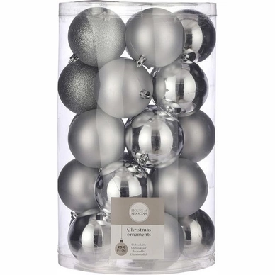 Kerstballen House of Seasons Unbreakable  Zilver 8 cm (25 Stuks)
