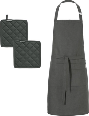 Combiset DDDDD Kit Anthracite Schort + 2 Pannenlappen