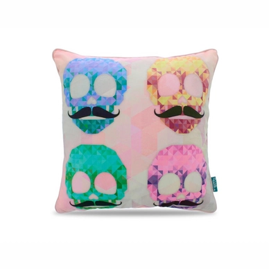 Sierkussen Intimo Colorful Mustache Skulls Pink (45 x 45)