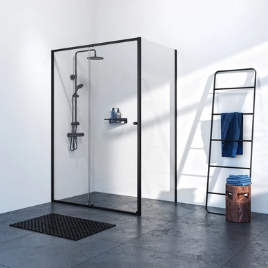 Douchedeur Sealskin Contour Schuifdeur Met Zijwand Mat Zwart 140 x 200 cm