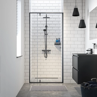 Douchedeur Sealskin Contour Draaideur Met Vast Deel In Nis Geborsteld RVS