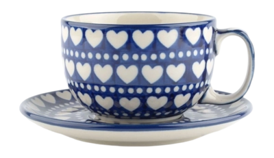 Cup and Dish Bunzlau Castle Blue Valentine (400 ml)