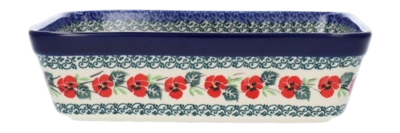 Pirofila rettangolare Bunzlau Castle 19 x 24 cm, Teglia forno, Blu / Rosso romantico