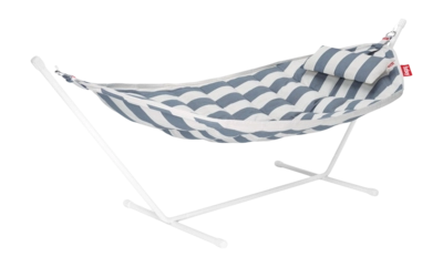 Hangmat Fatboy Headdemock Superb Stripe Ocean Blue (Incl. Kussen + Rack Light Grey)