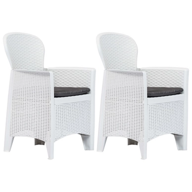 Tuinstoel Vida Met Kussen Rattan-Look Kunststof Wit (2-Delig)