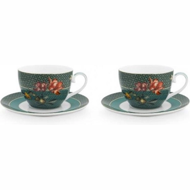 Koffiekop Pip Studio Winter Wonderland Bird Green 280 ml (Set van 2)