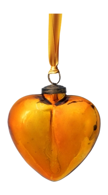 Kerstornament Pip Studio Glass Heart Yellow 12,5 cm