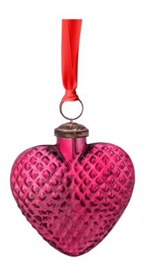 Kerstornament Pip Studio Glass Heart Pink 10 cm (Set van 4)