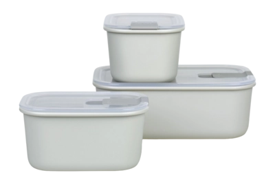Contenitori per alimenti con coperchio Mepal EasyClip, 0,45 - 1 L, Set da 3, Bianco Nordico