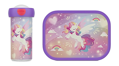 Lunchset Mepal Campus (Schoolbeker Mepal + Lunchbox Mepal) Unicorn Glow Glow 300 ml + 750 ml