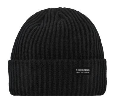 Beanie Hat Poederbaas Unisex Royal Rib Black