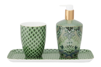 Badkamer accessoireset Pip Studio Kyoto Festival Green (3-delig)
